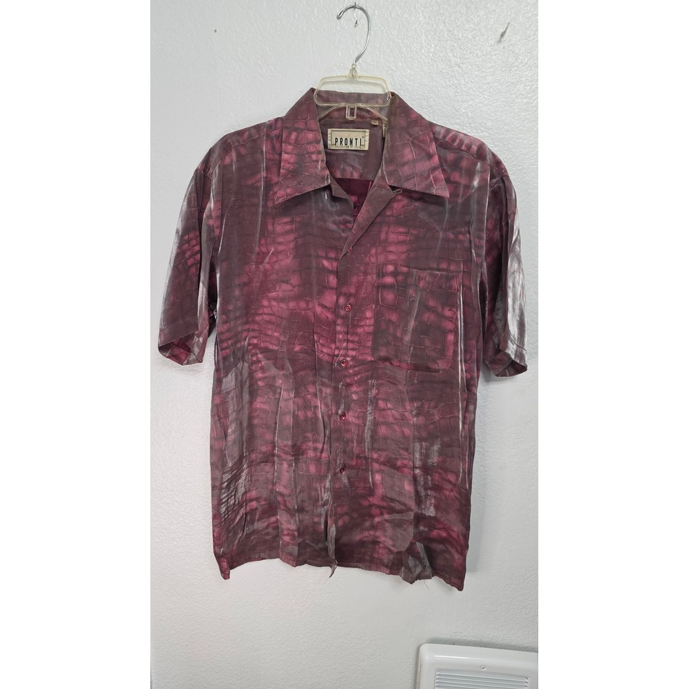 Vintage Pronti Button Down Shirt Mens Medium Purple Pink Excellent